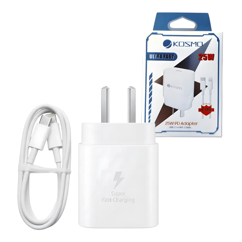 Cargador Rápido 25W Kosmo Ficha C a Lightning