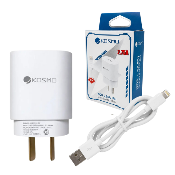 Cargador Rápido 2.75A Kosmo USB a Ficha Lightning