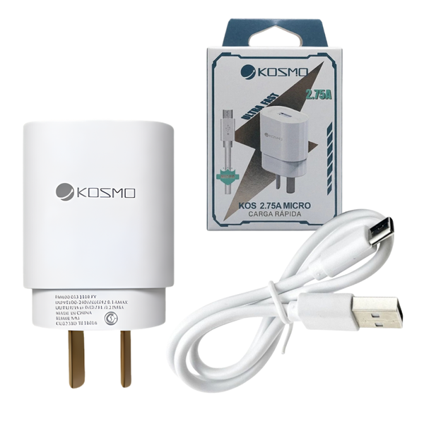 Cargador Rápido 2.75A Kosmo USB a Ficha V8