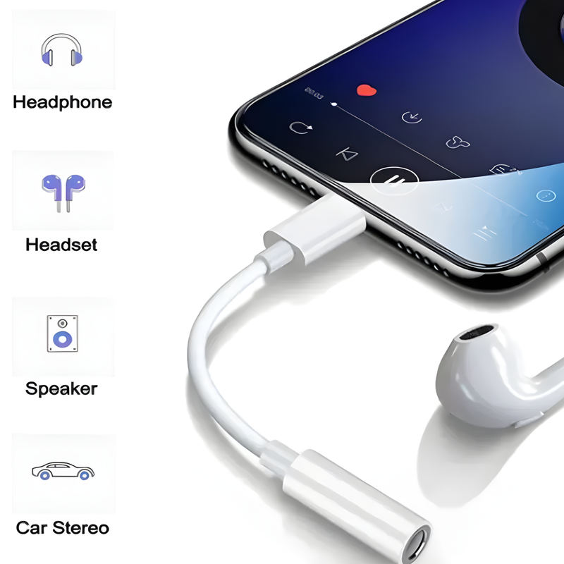 Adaptador Lightning a Jack 3.5mm Audio iPhone