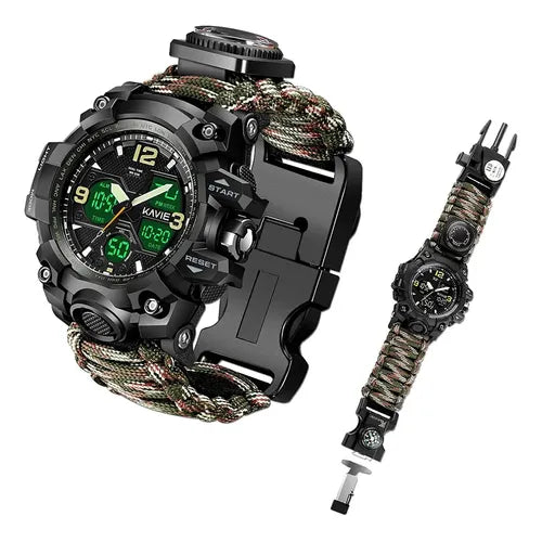 Reloj Táctico Multifunción con Paracord y Brújula – Resistente y Deportivo