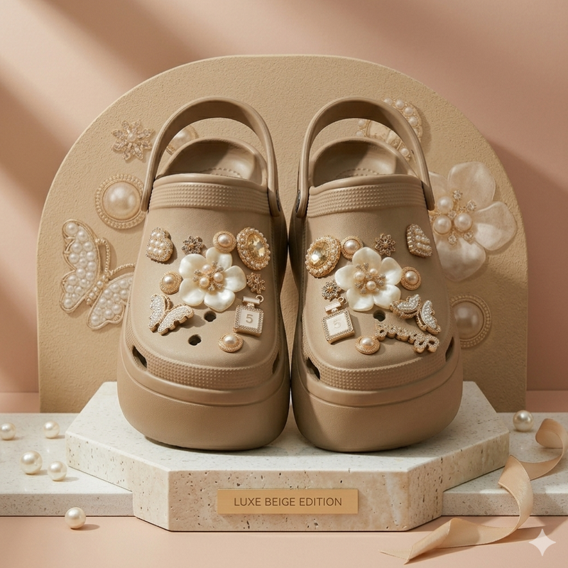 Crocs plataforma con dijes decorativos