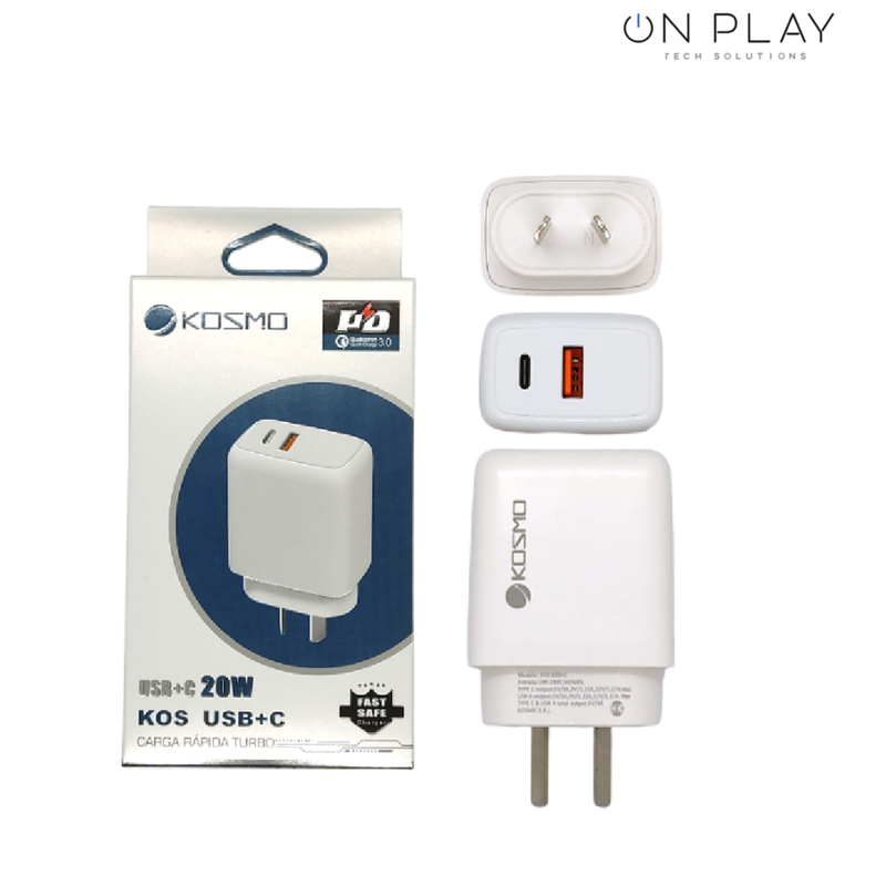 Cabezal Rápido 20W Ficha USB+C Kosmo