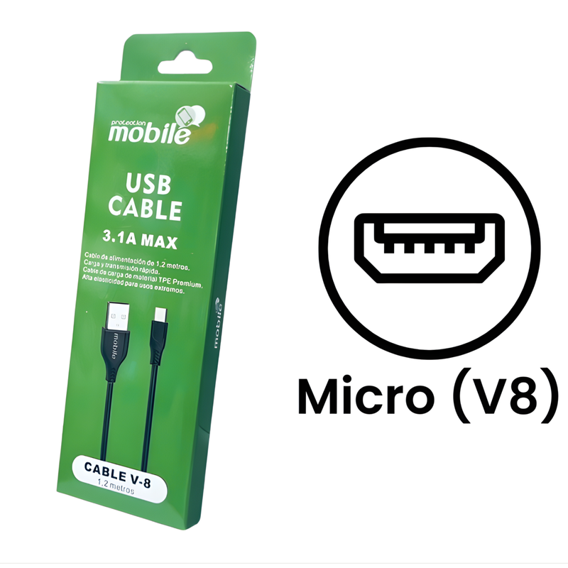 Cable USB Mobile 2Mts. (Micro V8)