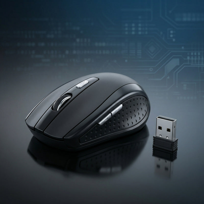 Mouse Inalámbrico Común a Pilas y Adaptador USB