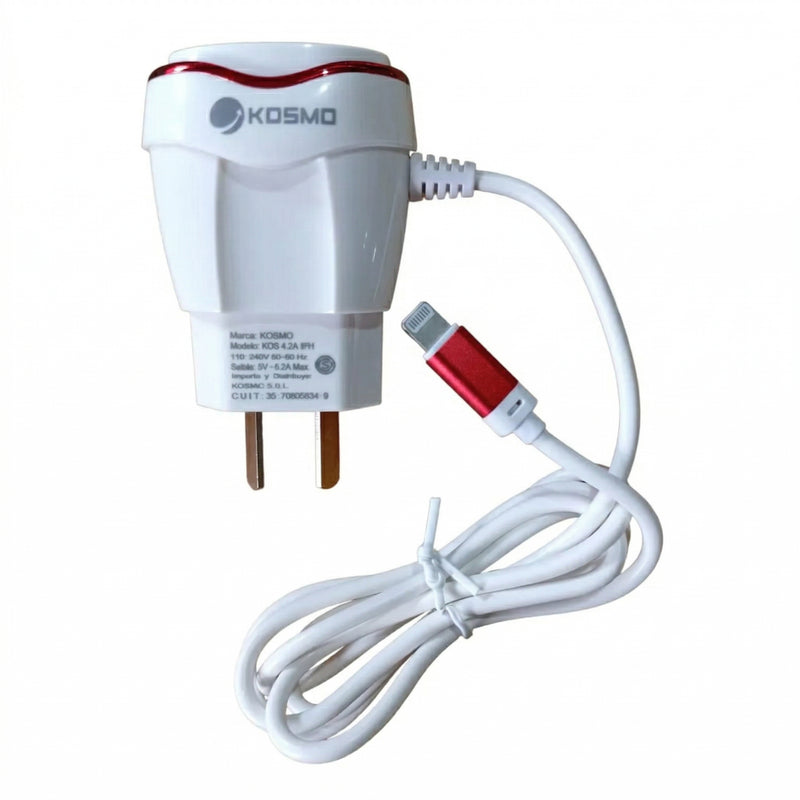 Cargador Kosmo 4.2A con Cable Integrado (Lightning)