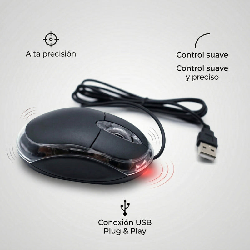 Mouse Óptico con Cable USB Común