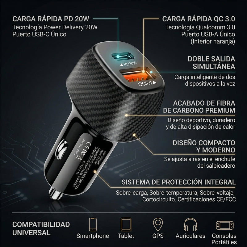 Cabezal Auto Kosmo 38w (USB+C)