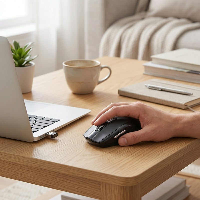 Mouse Inalámbrico Común a Pilas y Adaptador USB