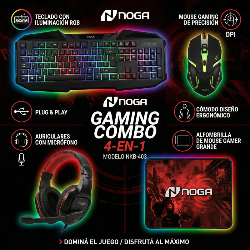 Combo Gamer Noga 4 en 1 RGB