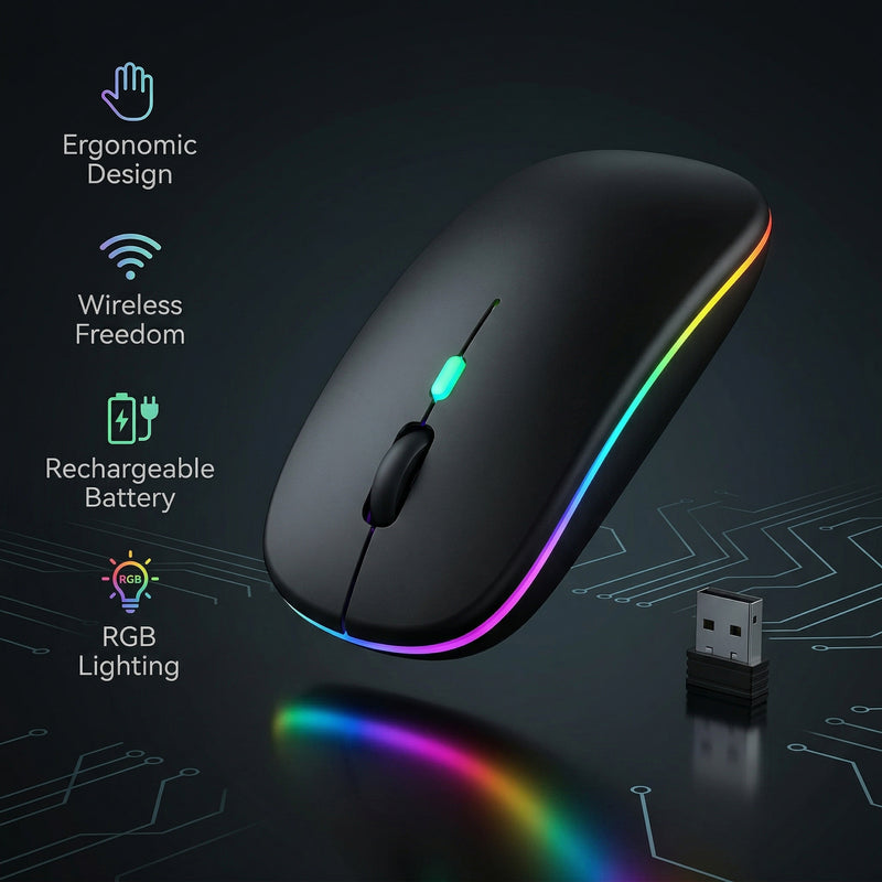 Mouse Inalámbrico Bluetooth RGB Recargable