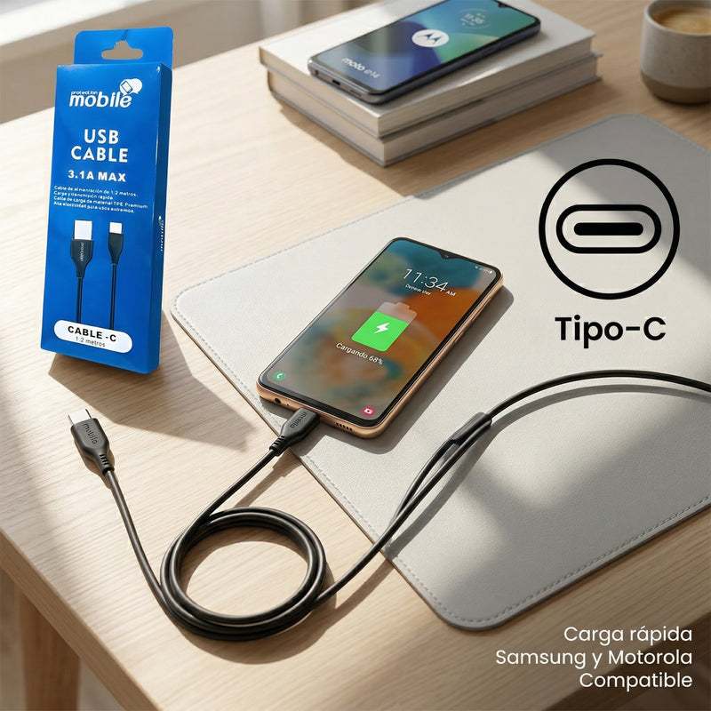 Cable USB Mobile 1.2Mts. (Tipo C)