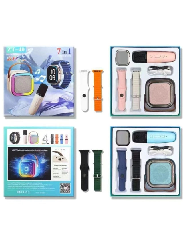 Smartwatch  Pack 7 en 1 con Parlante RGB + Micrófono Karaoke