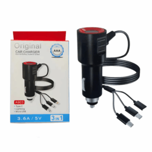 Cargador Rápido Auto 3.6A (3 en 1)